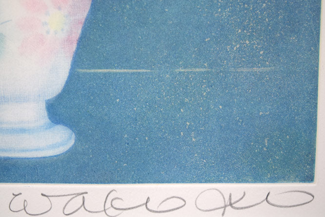 伊藤倭子「三色菫」銅版画　本人直筆鉛筆サイン拡大画像
