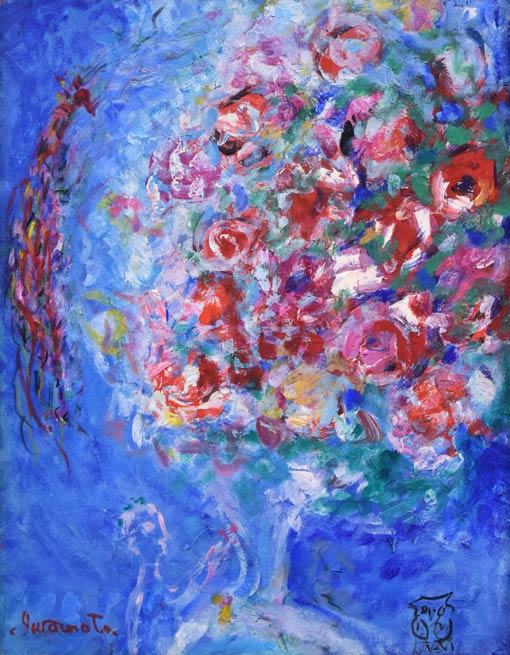 岩本英希「花束」油絵・F6号　作品全体拡大画像