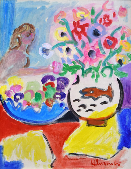 岩本英希「花と果実」油絵・F6号　作品全体拡大画像