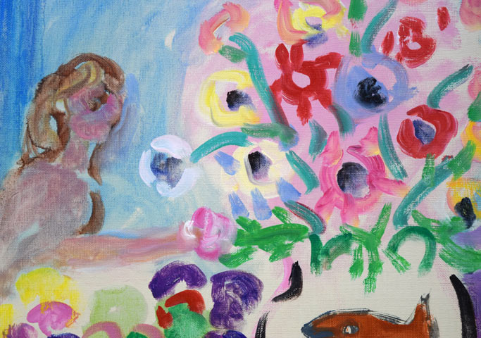 岩本英希「花と果実」油絵・F6号　拡大画像1