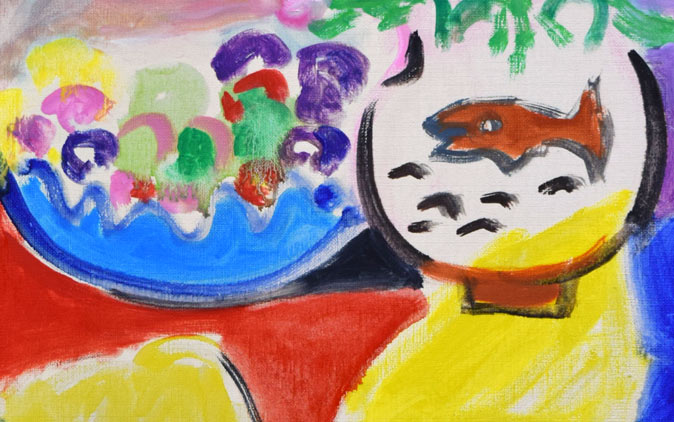 岩本英希「花と果実」油絵・F6号　拡大画像2