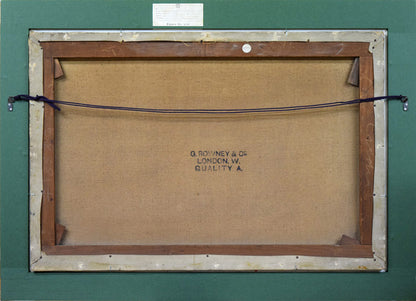 ジョージ　W　モート（GEORGE　WILLIAM　MOTE）「群れを気遣う羊飼い（19世紀英国絵画）」油絵・変形25号　額縁裏側部分