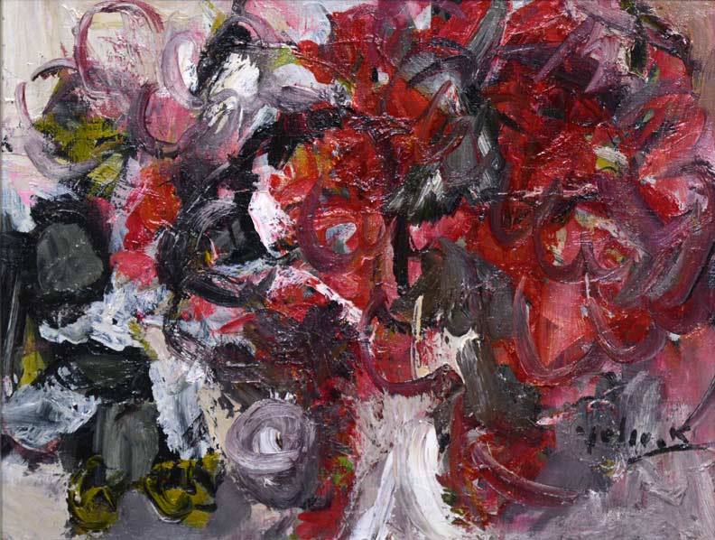 亀山良雄「花」油絵・F6号　作品全体画像