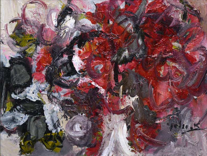 亀山良雄「花」油絵・F6号　作品全体画像