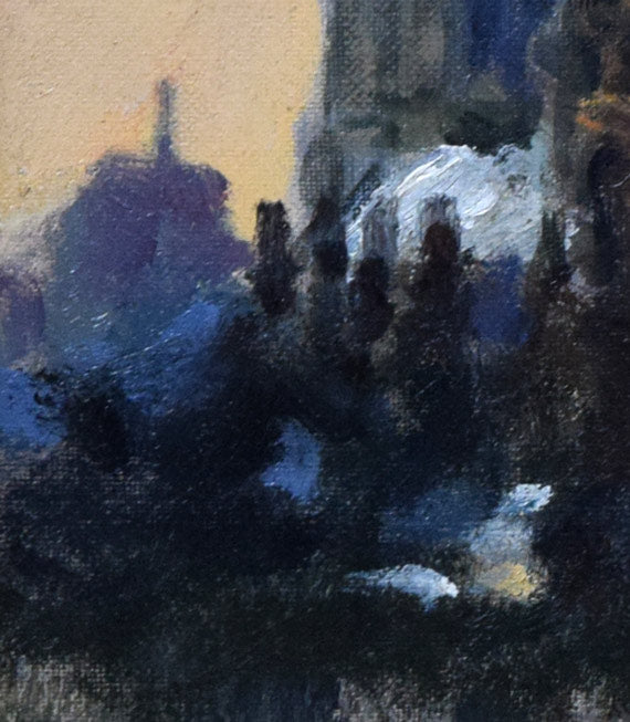 金子誠治「パリ風景（ノートルダム大聖堂）」油絵・F6号　拡大画像4