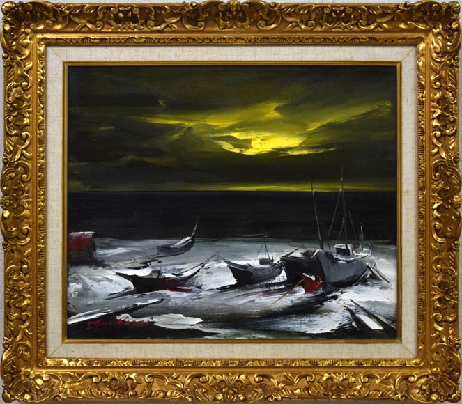 葛西四雄「オホーツク海の日の出」油絵・F8号