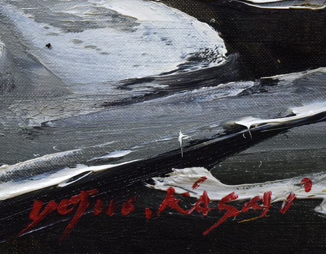 葛西四雄「オホーツク海の日の出」油絵・F8号　サイン拡大画像