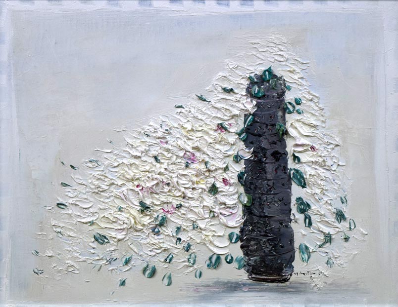 片山弘明「つる薔薇」油絵・F6号　作品全体画像
