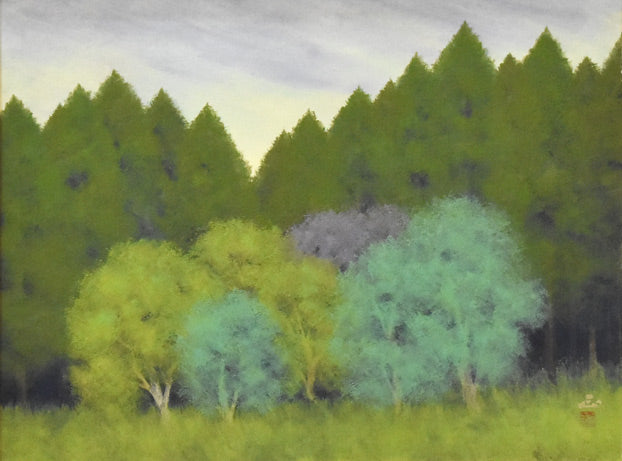 河本正「新樹」日本画・P12号　作品全体拡大画像