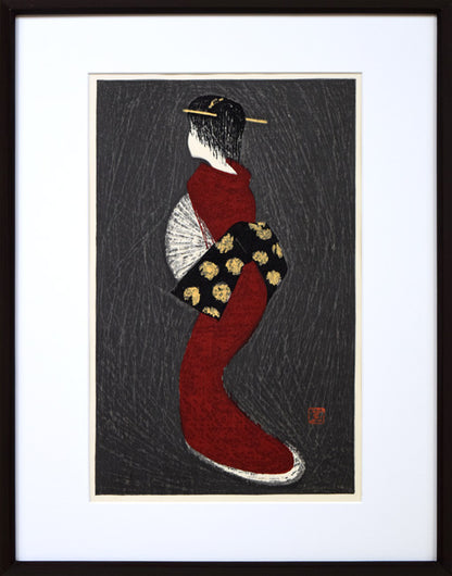 河野薫「絵島（DANCING　FIGURE）」木版画