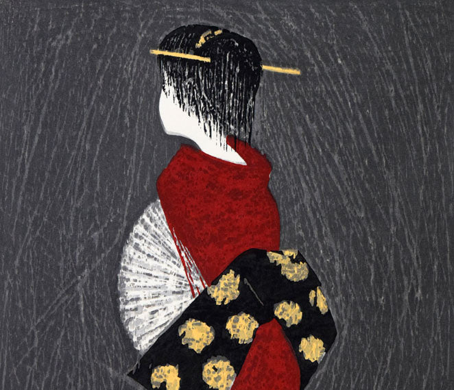 河野薫「絵島（DANCING　FIGURE）」木版画　拡大画像1