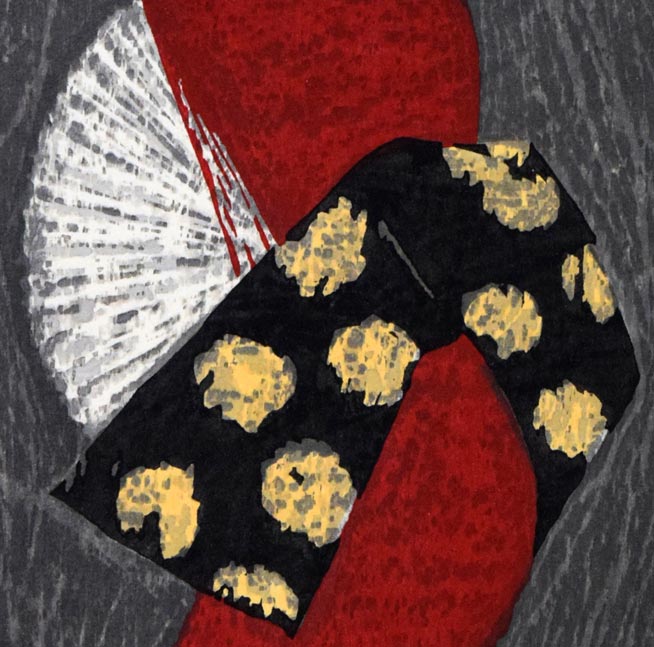 河野薫「絵島（DANCING　FIGURE）」木版画　拡大画像4