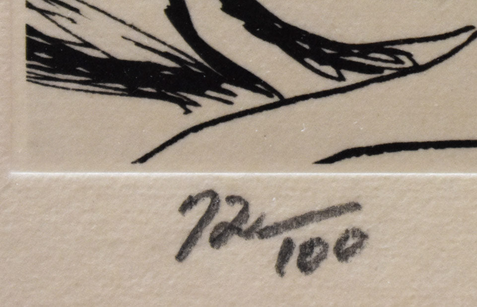 風間完「裸婦像」銅版画に手彩色　限定番号部分（ed，72/100）