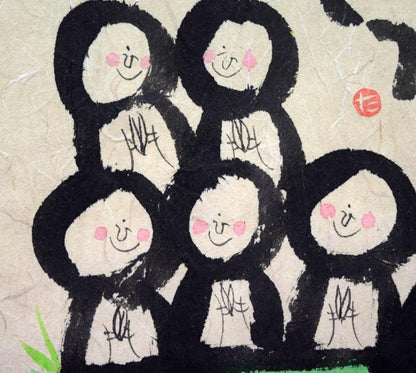 毛利達男「ありがとう」墨彩画・6号　拡大画像1
