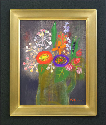 岸葉子「花と実」油絵・F6号