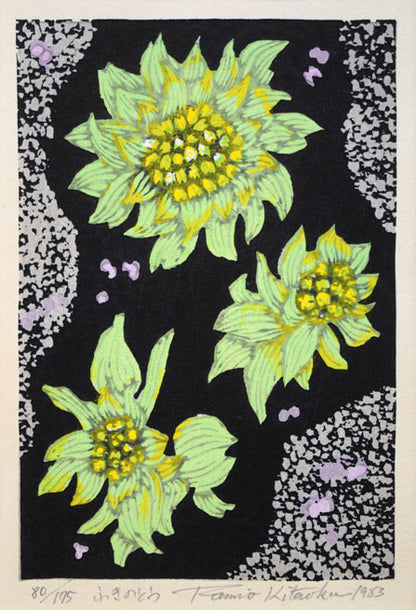 北岡文雄「ふきのとう」木版画　作品全体拡大画像