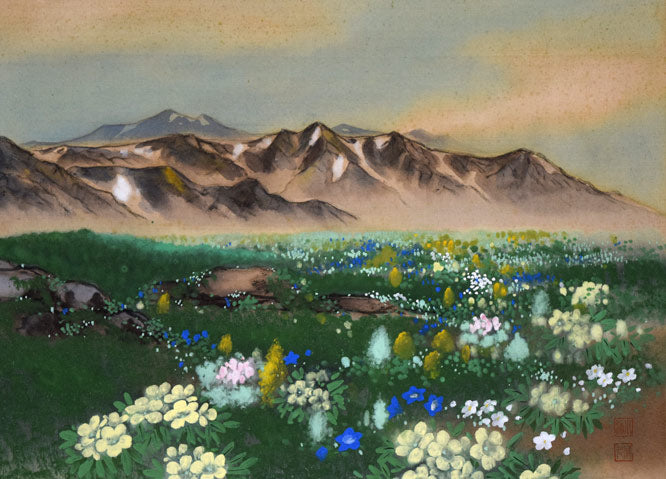 小浜亀角「大雪山風景」日本画・P8号　作品全体拡大画像