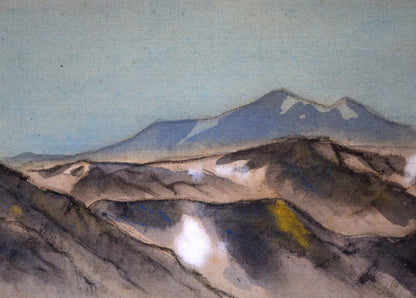 小浜亀角「大雪山風景」日本画・P8号　拡大画像1