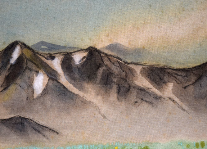 小浜亀角「大雪山風景」日本画・P8号　拡大画像2