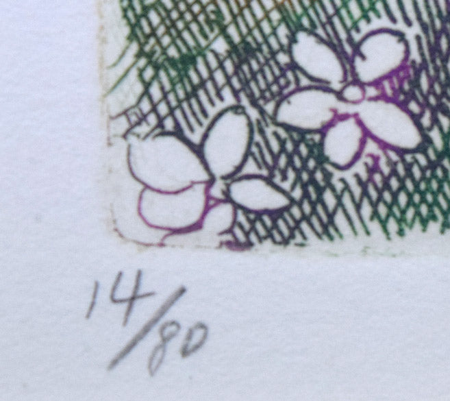 小池暢子「坂道」銅版画　限定番号（ed,14/80）拡大画像