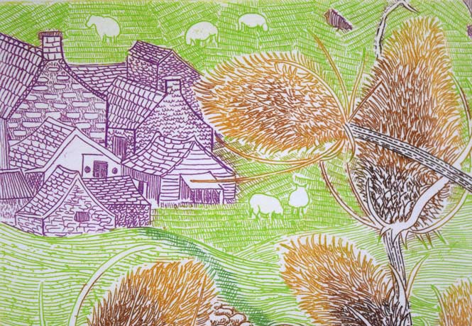 小池暢子「坂道」銅版画　拡大画像1