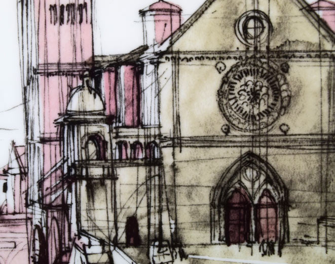 小磯良平「サンフランチェスコ寺院（イタリア）」陶板画額装・F4号　拡大画像2
