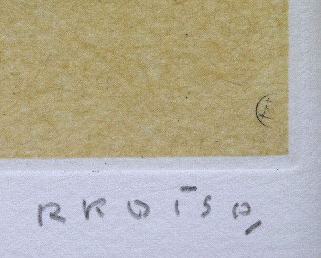 小磯良平「三体の人形」銅版画　本人直筆鉛筆サイン拡大