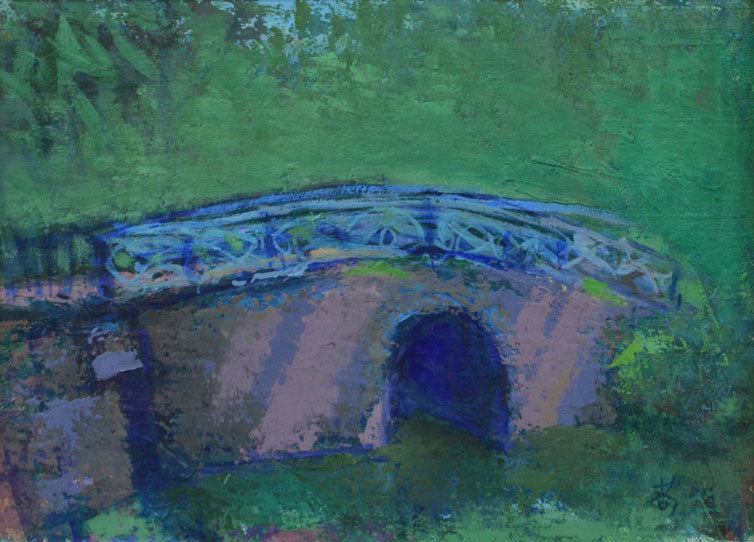 今田敬一「橋のある風景」油絵・F4号　拡大部分
