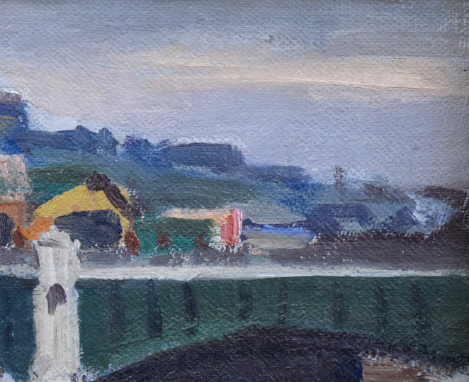 小竹義夫「釧路小景（幣舞橋）」油絵・F4号　拡大画像3