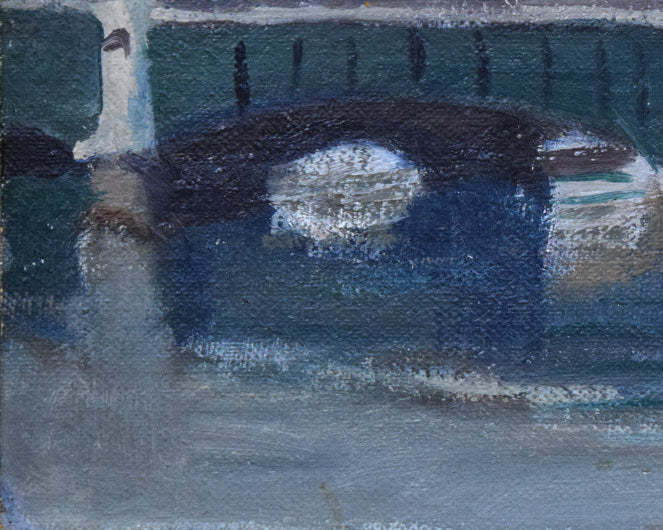 小竹義夫「釧路小景（幣舞橋）」油絵・F4号　拡大画像4