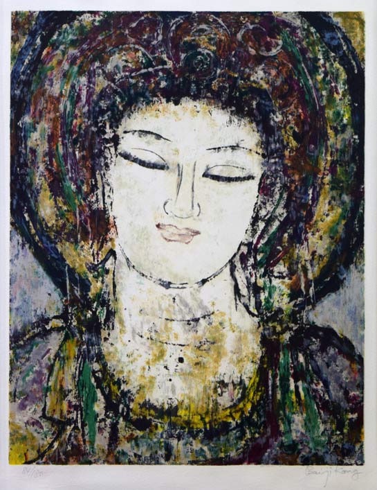孔柏基（KONG　Baiji）「菩薩」リトグラフ　作品全体拡大画像