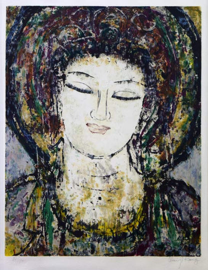 孔柏基（KONG　Baiji）「菩薩」リトグラフ　作品全体拡大画像