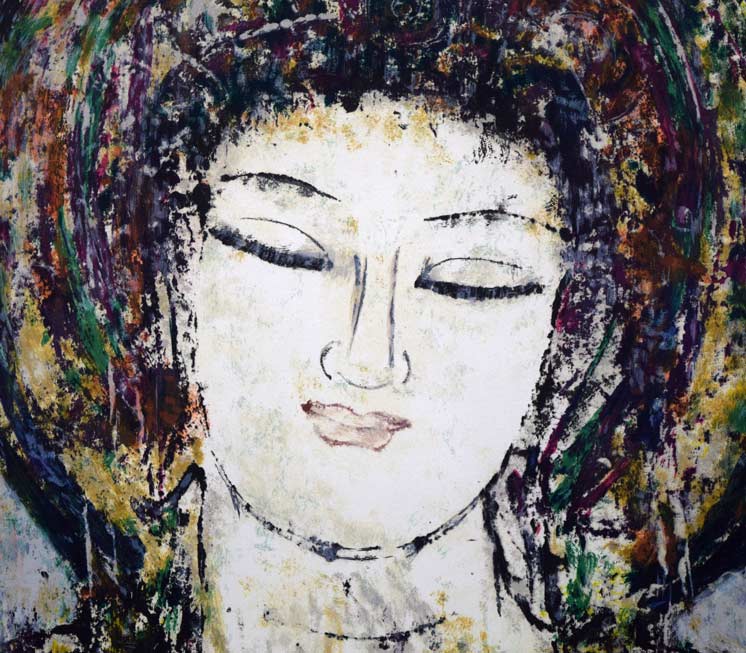孔柏基（KONG　Baiji）「菩薩」リトグラフ　拡大画像1