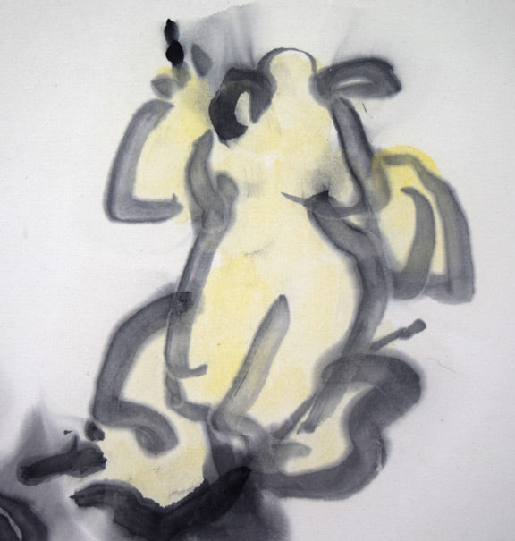 熊谷守一「二匹蝦蟆（ガマ）」肉筆水墨淡彩画　拡大画像2