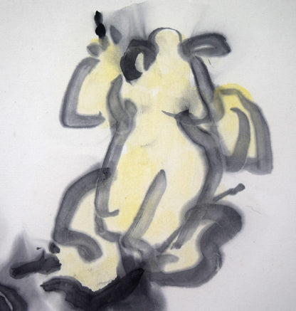 熊谷守一「二匹蝦蟆（ガマ）」肉筆水墨淡彩画　拡大画像2