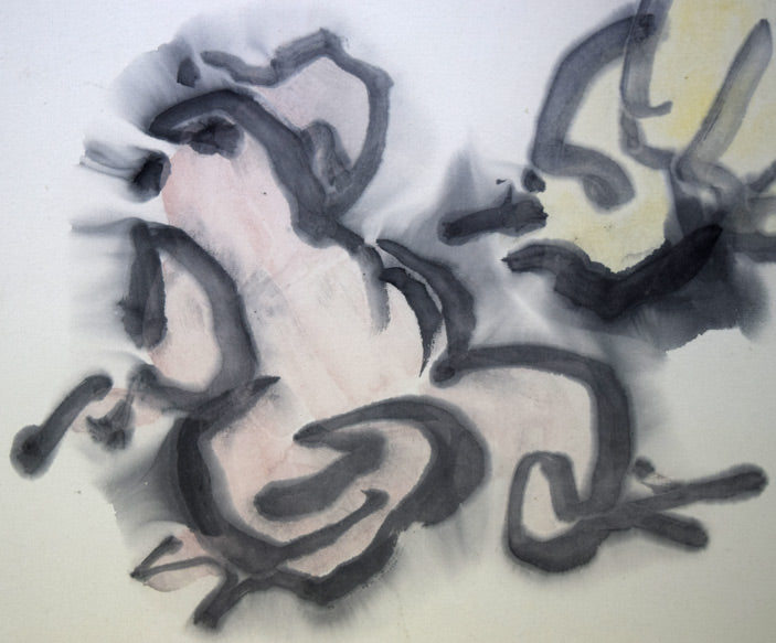 熊谷守一「二匹蝦蟆（ガマ）」肉筆水墨淡彩画　拡大画像1