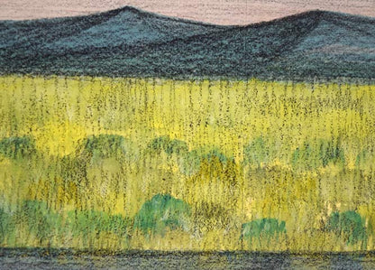 国井澄「水辺早春」水彩画・色紙額装　拡大画像1