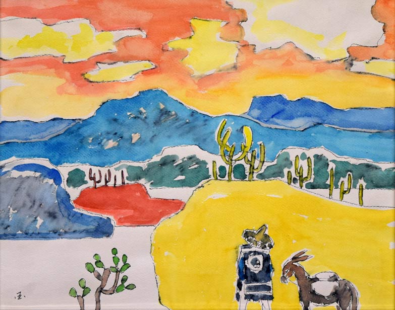 国松登「メキシコ」水彩画　作品拡大画像