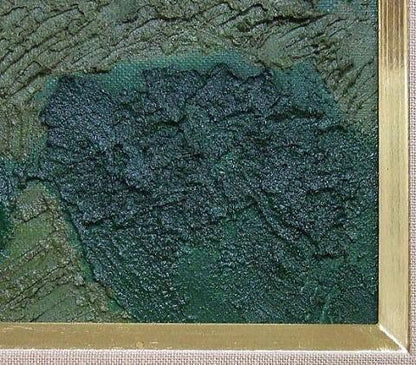 国松登「晩夏」油絵F4号、写真では分かりづらいですが、右下にｎｋのサイン