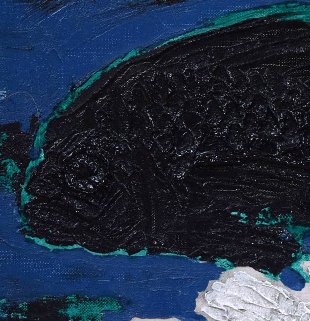 国松登「双魚」油絵・F10号　拡大画像3