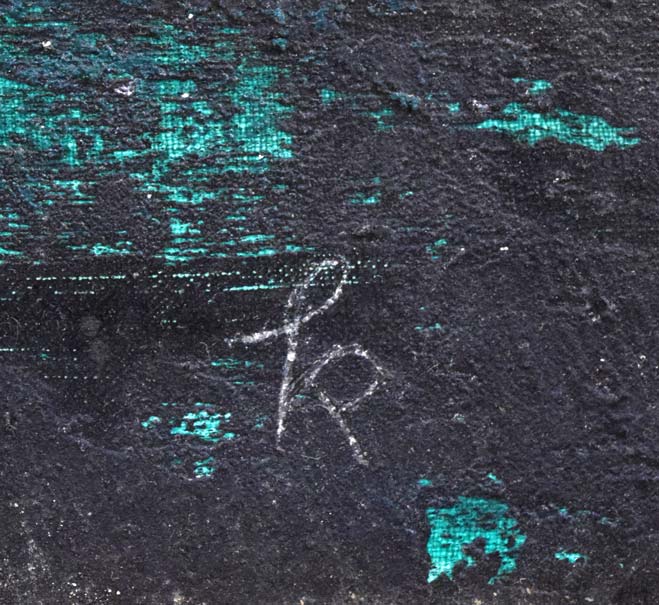 国松登「海の月（魚）」油絵・F10号　サイン拡大画像
