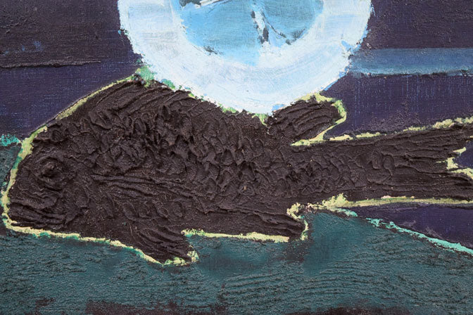 国松登「海の月（魚）」油絵・F10号　拡大画像3