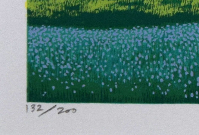 国武久巳「花香る草原」シルクスクリーン版画　限定番号（ed,132/200）拡大画像