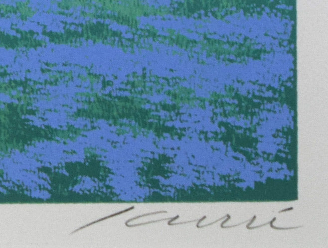 国武久巳「蒼森の水辺」シルクスクリーン版画　本人直筆鉛筆サイン画像