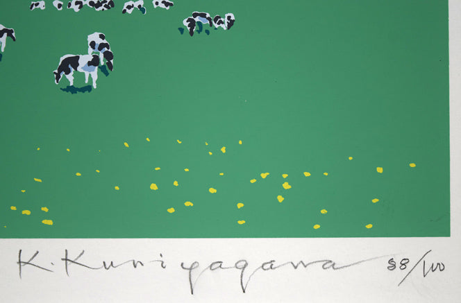 栗谷川健一「太陽と空気と」シルクスクリーン版画　本人直筆鉛筆サイン、限定番号（イメージ画像の為、変更する場合があります）