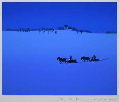 栗谷川健一「雪あかり」シルクスクリーン版画　作品全体画像