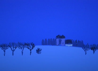 栗谷川健一「雪あかり」シルクスクリーン版画　拡大画像3