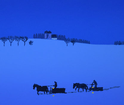 栗谷川健一「雪あかり」シルクスクリーン版画　拡大画像1