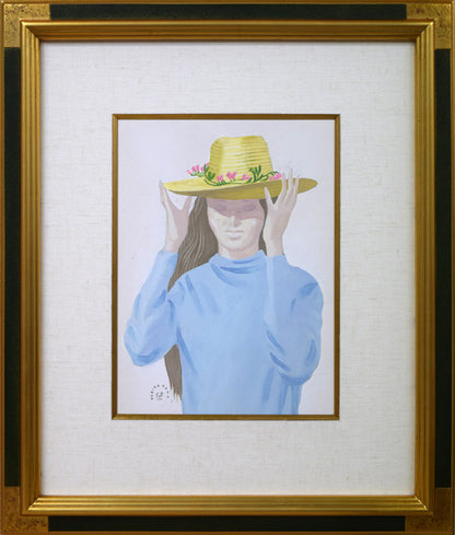栗谷川健一「女性像」水彩画