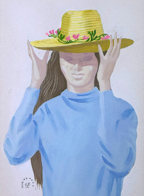 栗谷川健一「女性像」水彩画　作品全体画像